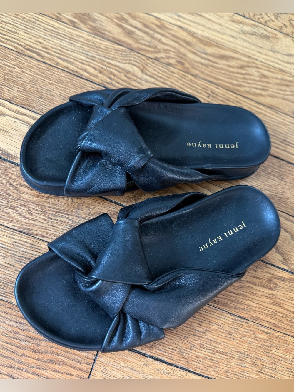 Jenni Kayne Black Knotted Slide Sandals - Size 36
